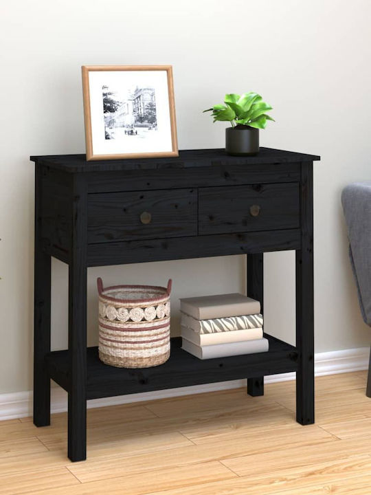 Solid Wood Console Table Black L75xW35xH75cm