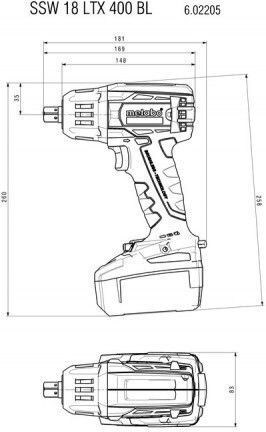 Metabo 685209000 Σετ Γωνιακός Τροχός, Δραπανοκατσάβιδο, Μπουλονόκλειδο & Φακός 18V με 2 Μπαταρίες 10Ah και Θήκη