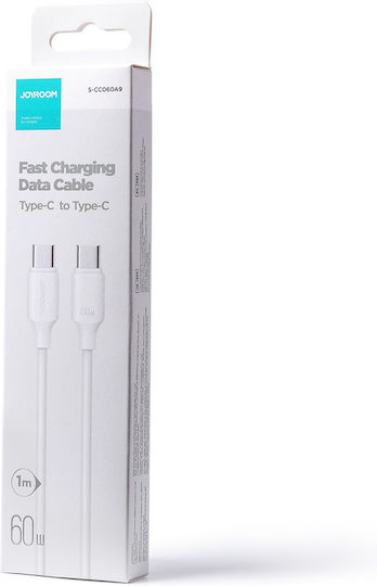 Joyroom S-CC060A9 USB 2.0 Cable USB-C male - USB-C 60W Λευκό 1m