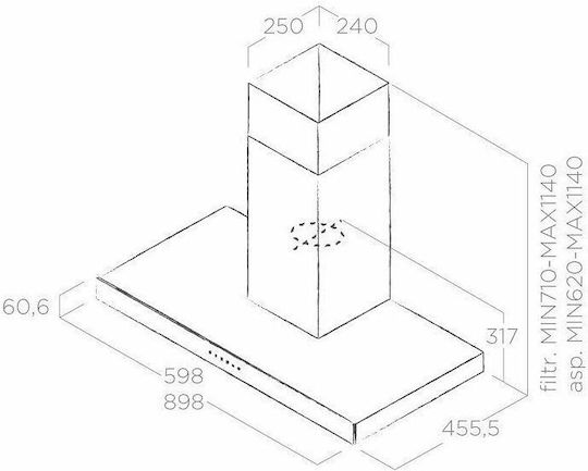 Elica Joy Whix/A/60 Chimney Vent Hood 60cm Inox