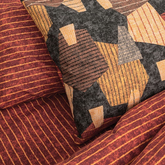 Palamaiki Sheet Set with 1 Pillowcase Super-Double 240x260cm. Fashion Life FL6160 Orange 2pcs