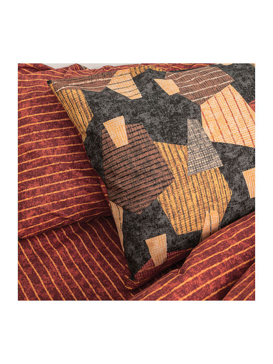 Palamaiki Set Cearșaf cu 1 Față de pernă Super dublu 240x260cm. Fashion Life FL6160 Portocaliu 2buc