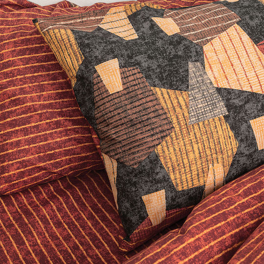 Palamaiki Sheet Set with 1 Pillowcase Super-Double 240x260cm. Fashion Life FL6160 Orange 2pcs