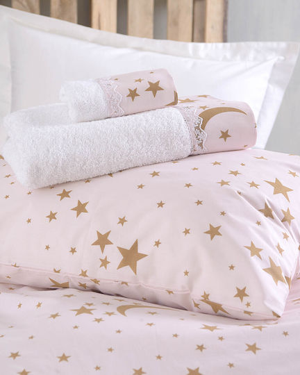 Rythmos Seturi de cearșafuri Single Bumbac Moonlight Diva Roz 160x260cm 3buc