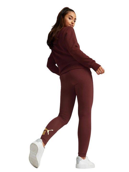 Puma Ess+ Metallic Ausbildung Frauen Lang Leggings Hochgeschnitten Burgundisch