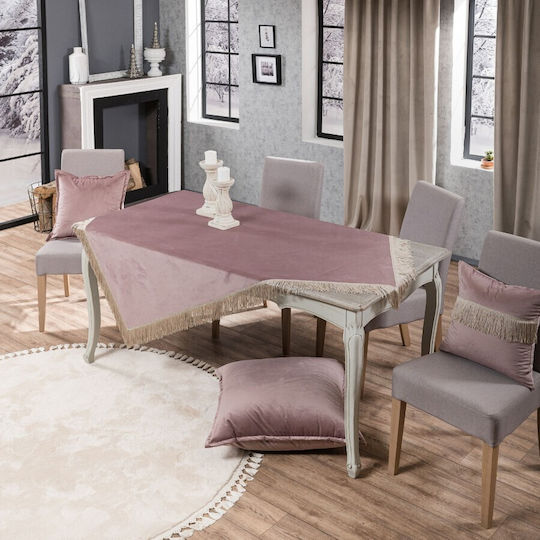 Teoran Kariert Velvet mit Fransen 12 140x140cm