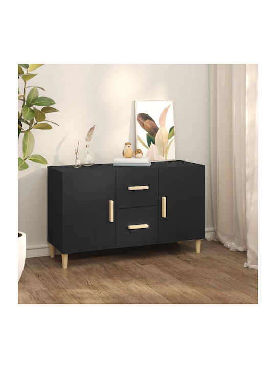 Wooden Buffet with Drawers Black L100xW36xH60cm