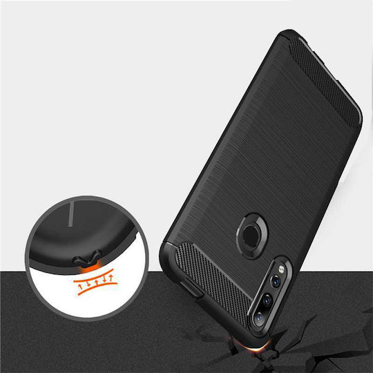 Sonique Brushed Carbon Back Cover Silicon / Plastic Negru (Redmi 9T)