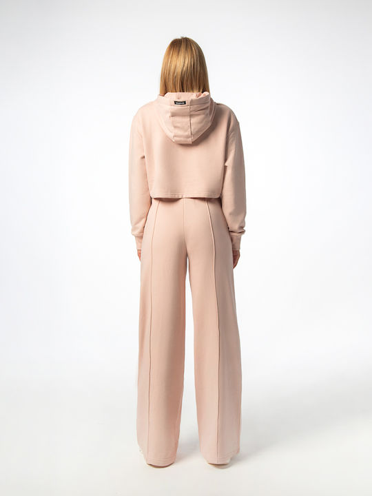 Cropped Women's Sweatshirt Hooded Beige