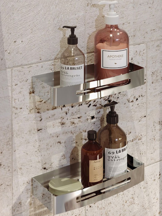 Gedy 241713 Wall Mounted Bathroom Shelf Metallic with 1 Shelf 30x12.8x4.5cm