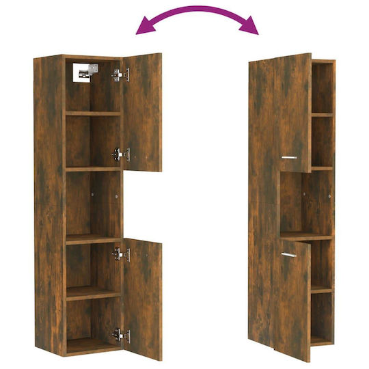 vidaXL Wall Hung Cabinet Bathroom Column Cabinet L30xD30xH130cm Oak