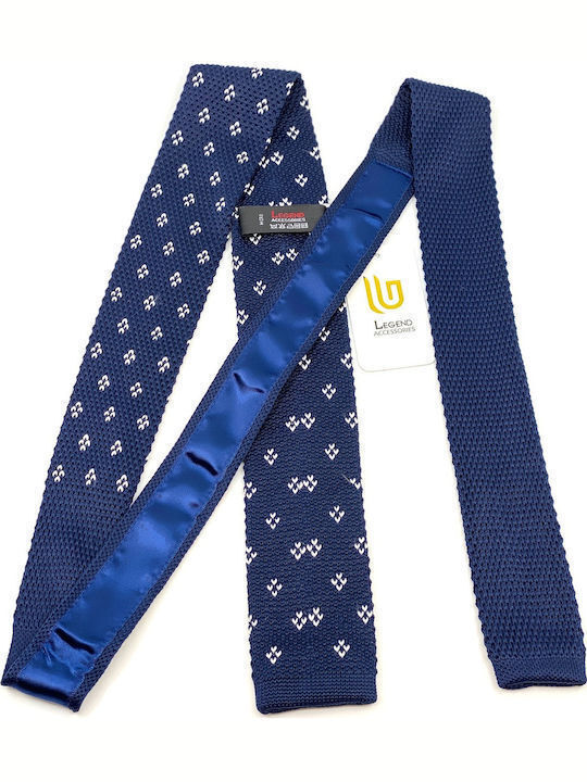 Legend Accessories Knitted Tie Blue with white patterns