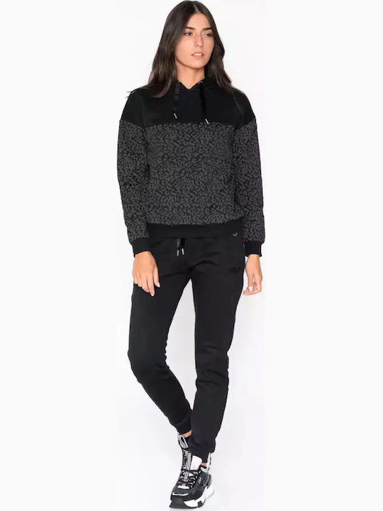 Cropped Women's Sweatshirt Hooded Black