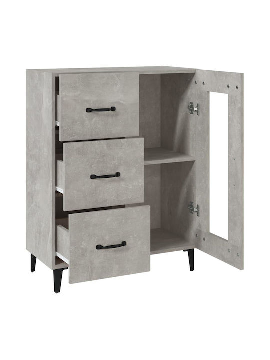 Living Room Display Cabinet made of Particle Board with Windowed Grey Concrete 69.5x34x90cm