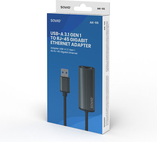 Savio AK-55 Αντάπτορας Δικτύου USB με Ενσύρματη Σύνδεση Gigabit Ethernet