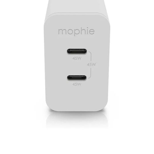 Mophie GaN Wireless Charger with 2 USB-C Output Ports 45W White