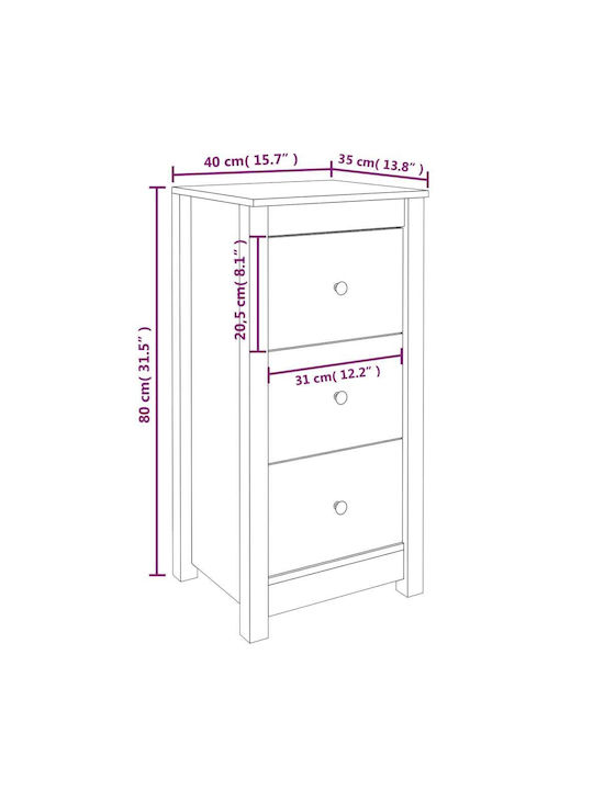 Schubladen Aufbewahrung mit 2 Schubladen Ink 2τμχ L40xB35xH80cm