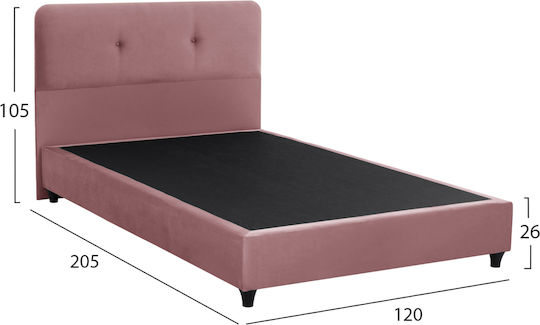 Dolores Semi-Double Bed Upholstered with Velvet Rotten Apple for Mattress 120x200cm