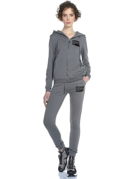 Women's Sweatshirt Jacket Hooded Gray