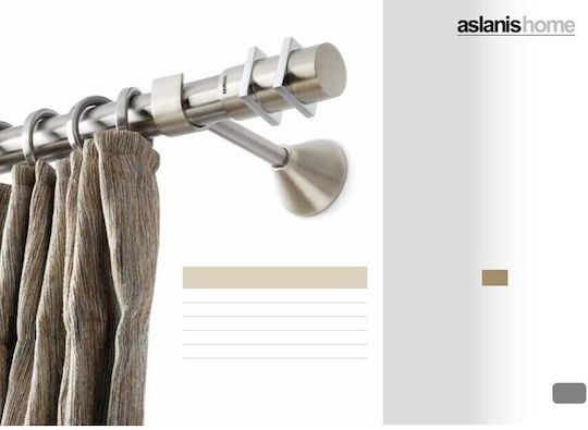 Aslanis Home Μεταλλικό Κουρτινόξυλο Spirala Μονό Φ25mm 160εκ. Νίκελ Σατινέ 111551 Spirala