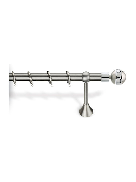 Import Hellas Ausziehbar Metallisch Vorhangstange Νο5 Einfach 140-250cm Nickel Matt