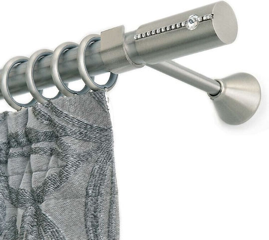 Anartisi Metallic Curtain Pole Bianco Strass Double with Rail Φ25mm 360cm Nickel Satin
