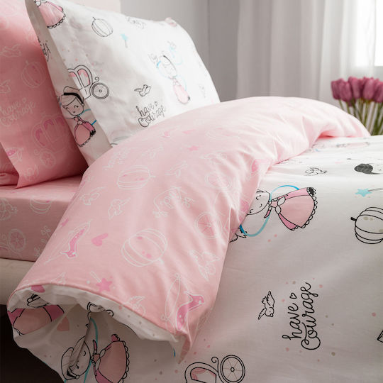 Vesta Home Cindy Kinderbettbezug Set Einzel mit Kissenbezug Baumwoll Rosa 170x240cm