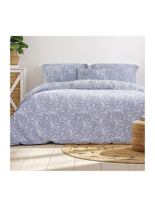 Beauty Home Duvet Cover Set Cotton Single with Pillowcase 160x240 Louros 11180 Light Blue