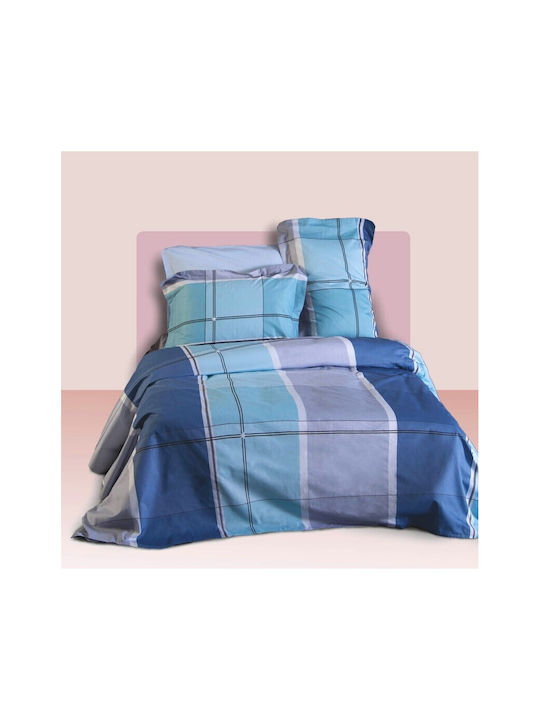 SB Home Duvet Cover Set Cotton Satin Queen with 2 Pillowcases 230x250 Amalia Aqua