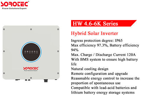 Sorotec HW 4K6-60 Pure Sine Wave Inverter Rated Power 4600W with Nominal Input Voltage 90V Single Phase