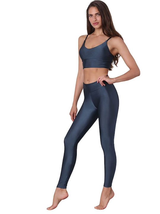 Cocomo grau-carbon schwarz glänzende Gymnastik-Leggings S155