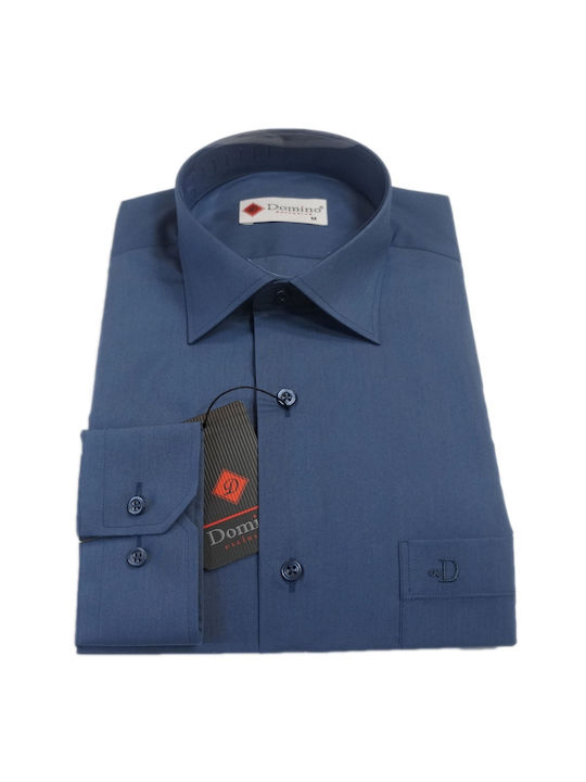 MEN'S LONG-SLEEVED SHIRT DOMINO 22.502-014 BLUE RAF