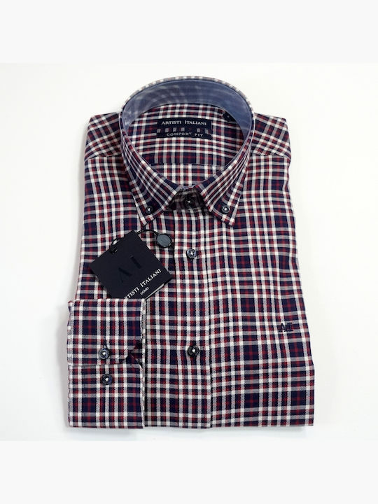 Men's Plaid Shirt ARTISTI ITALIANI (28408/CBD) RED