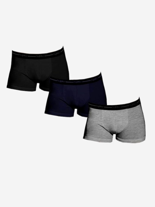 HERREN BOXERSHORTS BYBLOS 3PAK FARBE SCHWARZ GRAU BLAU