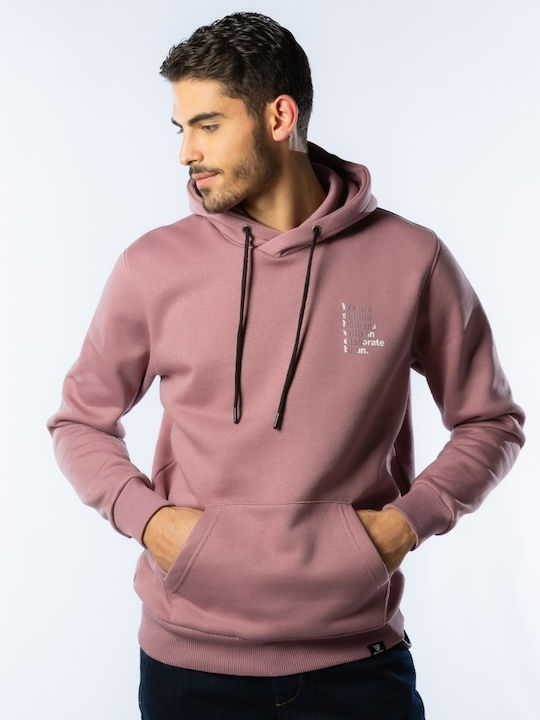 Brokers Jeans Men's Sweatshirt with Hood and Pockets Dusty Pink