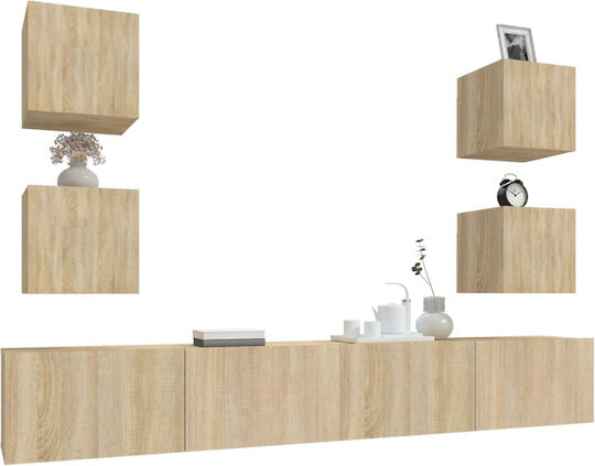 Животно помещение ТВ единица Sonoma Oak 6pcs Д100xШ30xВ30бр