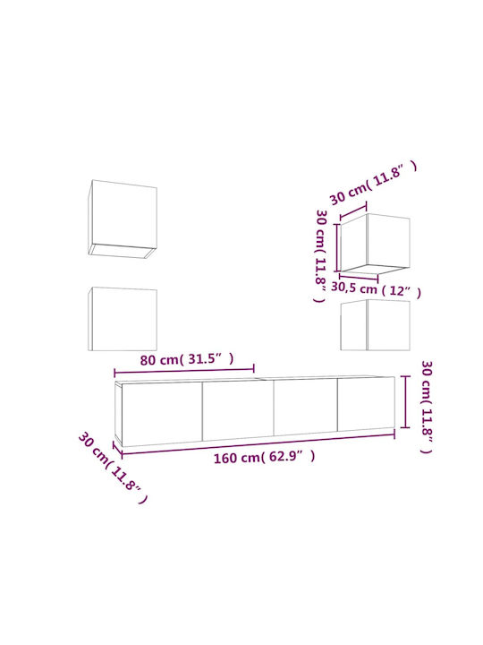 Living Room TV Unit Sonoma Oak 6pcs L80xW30xH30cm