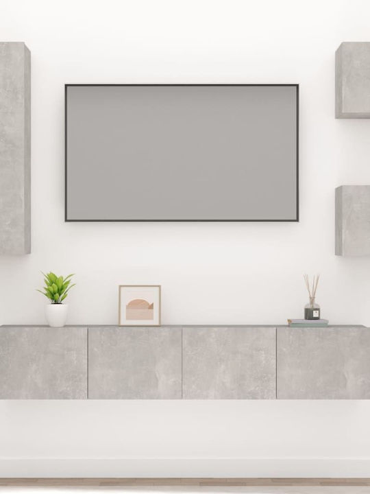 Wohnzimmer TV-Einheit Grey Concrete 5pcs L80xB30xH30cm