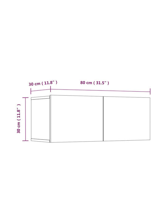 Living Room TV Unit White 4pcs L100xW30xH30cm