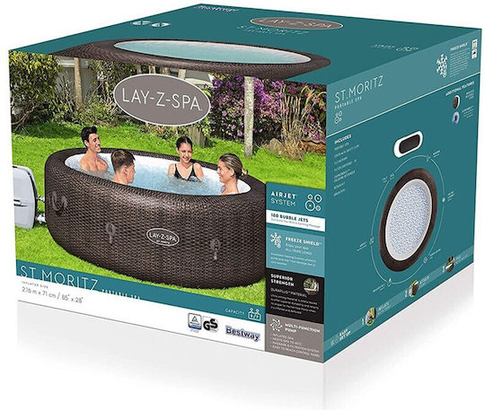 Lay-Z-Spa St.Moritz AirJet Στρογγυλή Πισίνα PVC 1.19lt Φουσκωτή με Υδρομασάζ 216x71εκ.