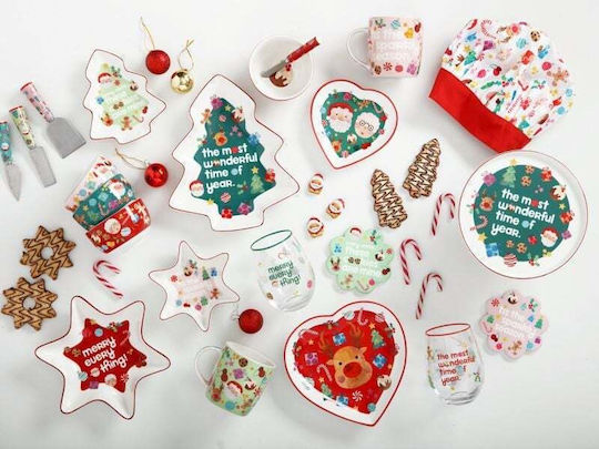 Maxwell & Williams Kasey Rainbow Sparkly Season Ornament de masă de Crăciun Bol De porțelan Roșu L10xW10xD10cm.