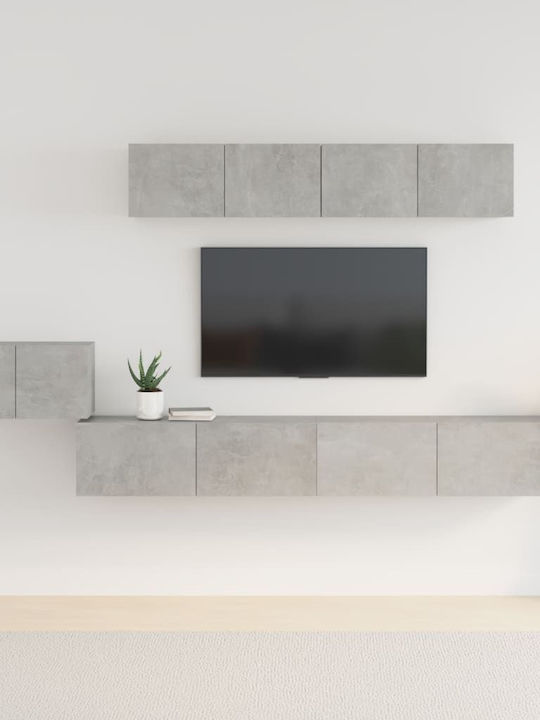 Wohnzimmer TV-Einheit Grey Concrete 5pcs L100xB30xH30cm