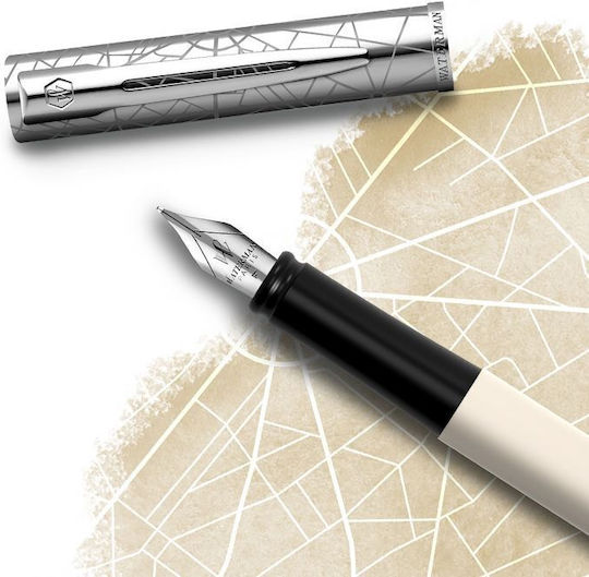 Waterman Allure DLX Писалка Fine 0.6mm Бяла от Inox с Червено Мастило
