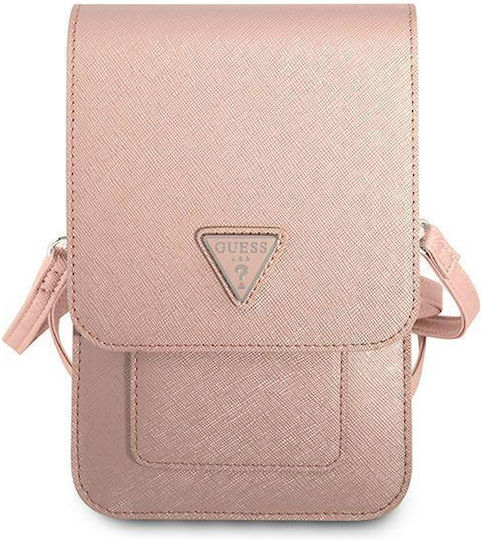 Guess Saffiano Triangle Sock & Pouch Pink