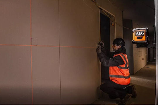 AEG Tools CLR215-B Αυτορυθμιζόμενο Γραμμικό Αλφάδι Laser Κόκκινης Δέσμης με Εύρος Εργασίας 15m