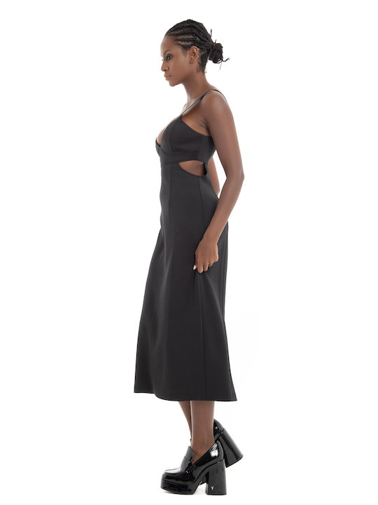 Hugo Boss Kesendi Midi All Day Φόρεμα Αμάνικο Μαύρο