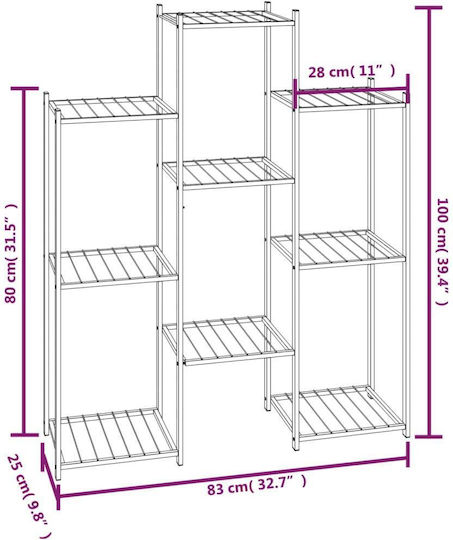 vidaXL Raft pentru ghiveci Metal Negru 83bucx25bucx100buccm.