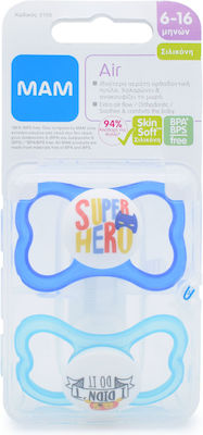 Mam Orthodontic Pacifiers Silicone Air Hero Blue for 6-16 months 2pcs