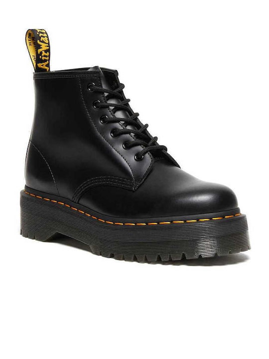 101 Quad Leather Women's Ankle Boots with Medium Heel Black
