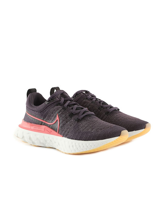 Nike React Infinity Run Flyknit 2 Γυναικεία Running Cave Purple / Archaeo Pink / Black